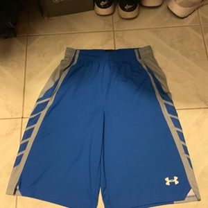 Blue Under Armour basketball shorts- youth large